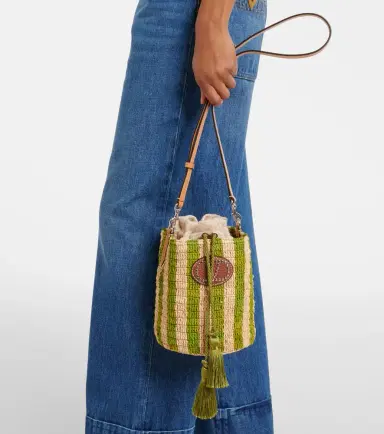 Valentino Garavani VLogo Mini striped raffia crossbody bag | Thumbnail 5 Valentino Garavani VLogo Mini striped raffia crossbody bag | Thumbnail 5