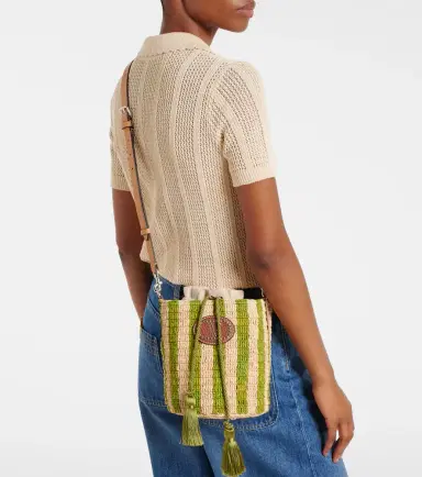 Valentino Garavani VLogo Mini striped raffia crossbody bag | Thumbnail 6 Valentino Garavani VLogo Mini striped raffia crossbody bag | Thumbnail 6