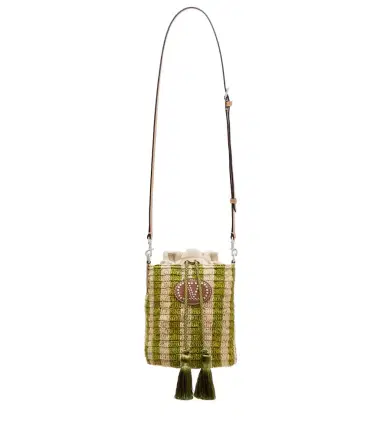 Valentino Garavani VLogo Mini striped raffia crossbody bag | Thumbnail 1 Valentino Garavani VLogo Mini striped raffia crossbody bag | Thumbnail 1