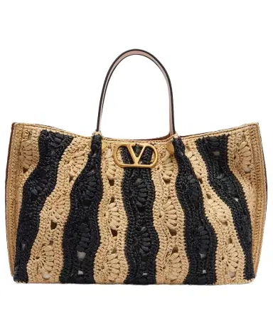 Valentino Garavani VLogo Medium raffia tote bag | Thumbnail 1 Valentino Garavani VLogo Medium raffia tote bag | Thumbnail 1