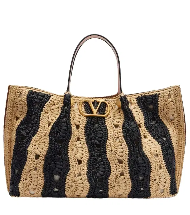 Valentino Garavani VLogo Medium raffia tote bag