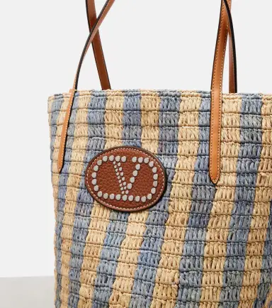 Valentino Garavani VLogo striped raffia tote bag | Thumbnail 2