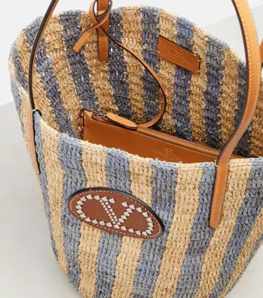 Valentino Garavani VLogo striped raffia tote bag | Thumbnail 4