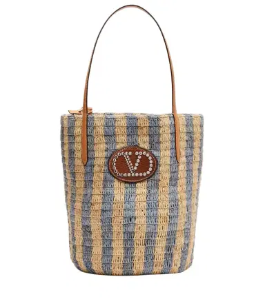 Valentino Garavani VLogo striped raffia tote bag | Thumbnail 1