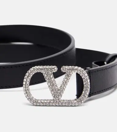 Valentino Garavani VLogo crystal-embellished leather belt | Thumbnail 2 Valentino Garavani VLogo crystal-embellished leather belt | Thumbnail 2