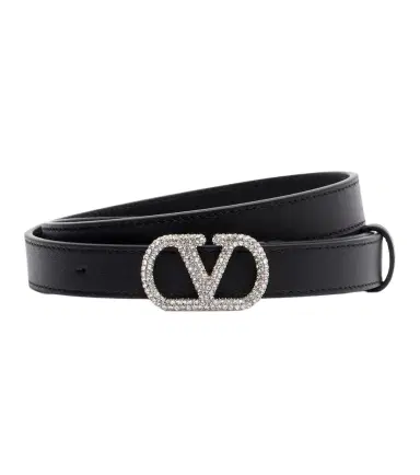 Valentino Garavani VLogo crystal-embellished leather belt | Thumbnail 1 Valentino Garavani VLogo crystal-embellished leather belt | Thumbnail 1