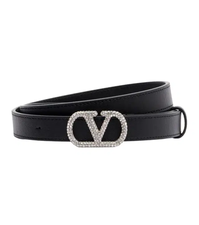 Valentino Garavani VLogo crystal-embellished leather belt