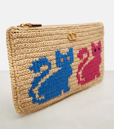Valentino Garavani VLogo raffia pouch | Thumbnail 3 Valentino Garavani VLogo raffia pouch | Thumbnail 3