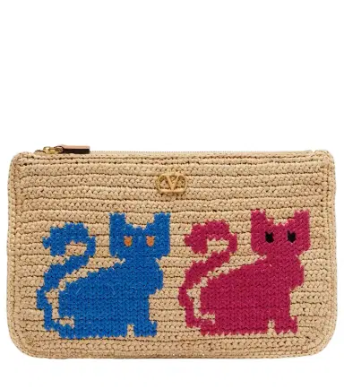 Valentino Garavani VLogo raffia pouch | Thumbnail 1 Valentino Garavani VLogo raffia pouch | Thumbnail 1