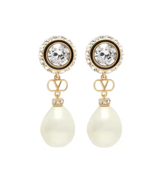 Valentino VLogo embellished drop earrings