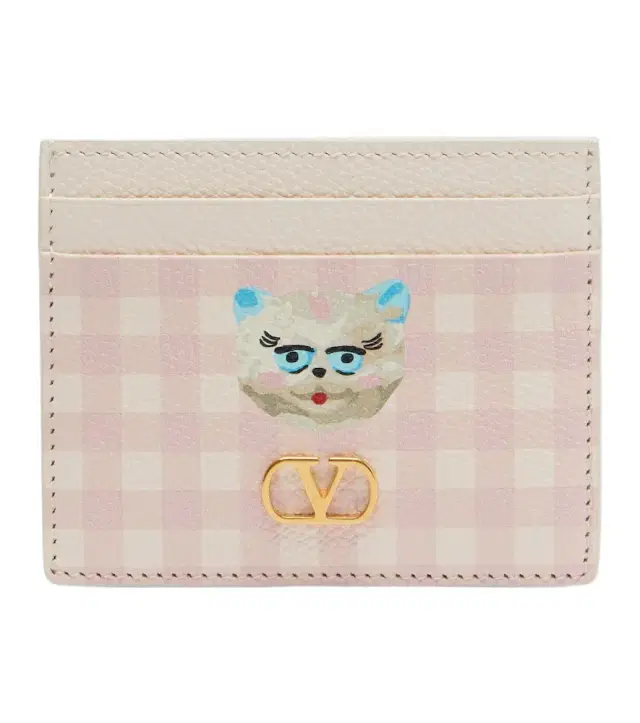 Valentino Garavani VLogo checked leather card holder