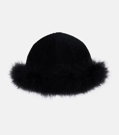 Valentino VLogo feather-trimmed virgin wool beanie | Thumbnail 3