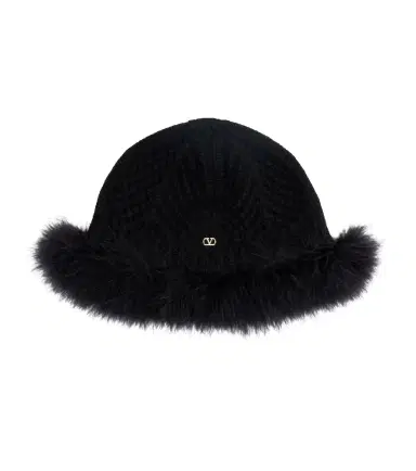 Valentino VLogo feather-trimmed virgin wool beanie | Thumbnail 1