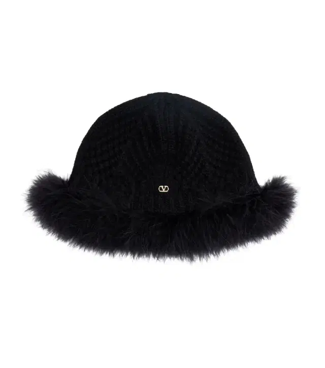 Valentino VLogo feather-trimmed virgin wool beanie