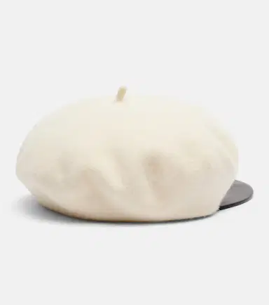 Valentino VLogo leather-trimmed wool newsboy cap | Thumbnail 2