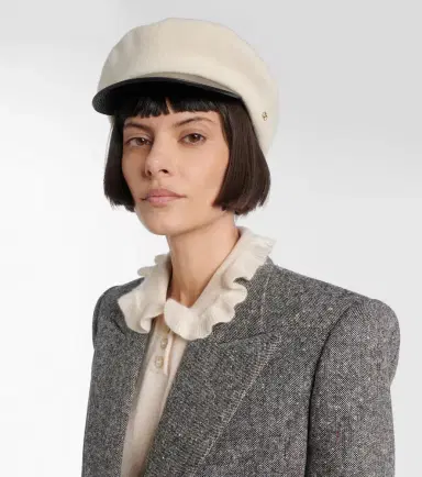 Valentino VLogo leather-trimmed wool newsboy cap | Thumbnail 4