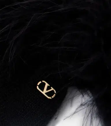 Valentino VLogo feather-trimmed virgin wool gloves | Thumbnail 2 Valentino VLogo feather-trimmed virgin wool gloves | Thumbnail 2