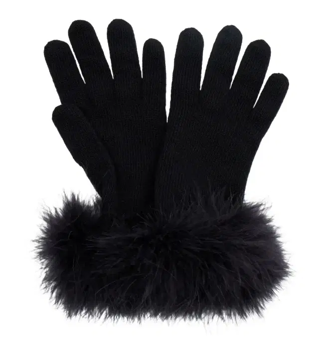 Valentino VLogo feather-trimmed virgin wool gloves