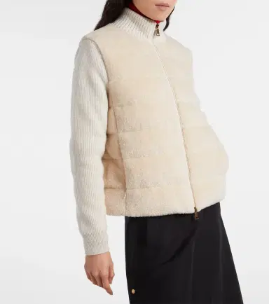 Moncler Down-paneled teddy cardigan | Thumbnail 3 Moncler Down-paneled teddy cardigan | Thumbnail 3