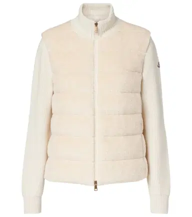 Moncler Down-paneled teddy cardigan | Thumbnail 1 Moncler Down-paneled teddy cardigan | Thumbnail 1