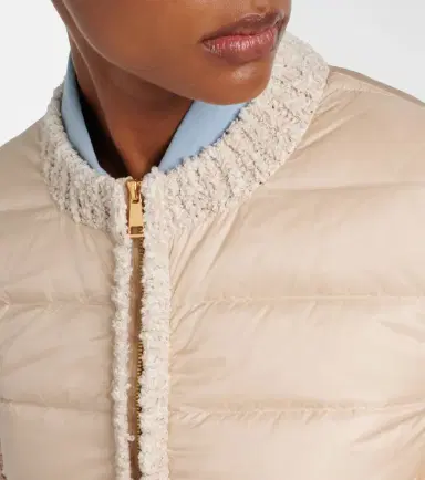 Moncler Down-paneled bouclé-trimmed zip-up cardigan | Thumbnail 5