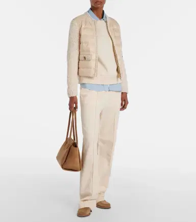 Moncler Down-paneled bouclé-trimmed zip-up cardigan | Thumbnail 7