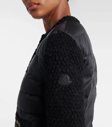 Moncler Down-paneled bouclé-trimmed zip-up cardigan | Thumbnail 3 Moncler Down-paneled bouclé-trimmed zip-up cardigan | Thumbnail 3