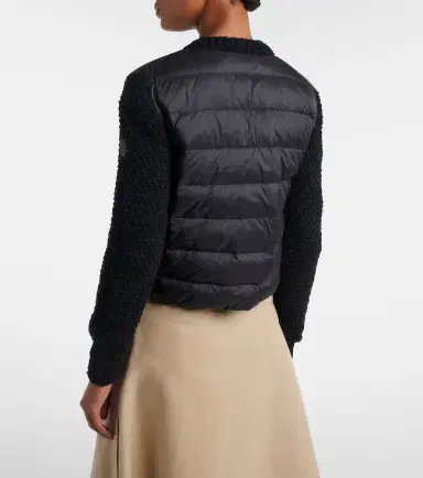 Moncler Down-paneled bouclé-trimmed zip-up cardigan | Thumbnail 5 Moncler Down-paneled bouclé-trimmed zip-up cardigan | Thumbnail 5
