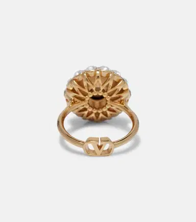 Valentino VLogo crystal-embellished enamel ring | Thumbnail 2 Valentino VLogo crystal-embellished enamel ring | Thumbnail 2