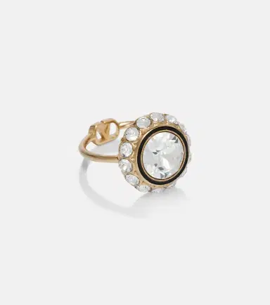 Valentino VLogo crystal-embellished enamel ring | Thumbnail 3 Valentino VLogo crystal-embellished enamel ring | Thumbnail 3