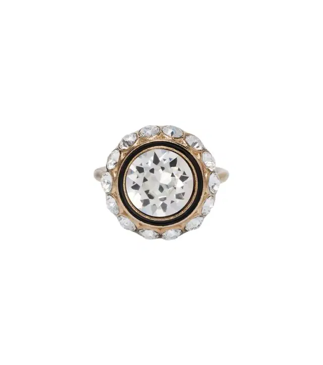 Valentino VLogo crystal-embellished enamel ring