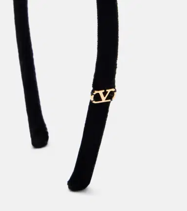 Valentino VLogo bow-detail cotton velvet headband | Thumbnail 2