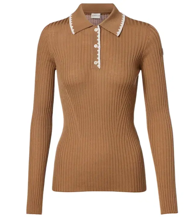 Moncler Ribbed-knit virgin wool polo sweater