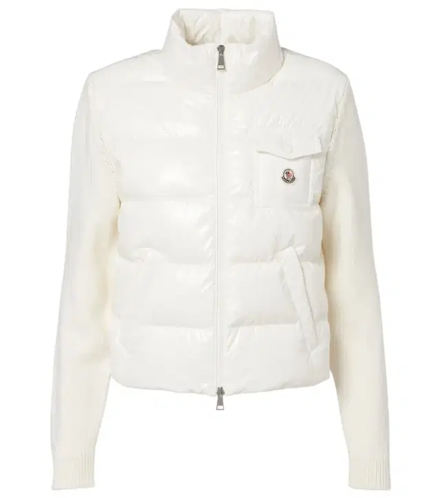 Down-paneled wool cardigan