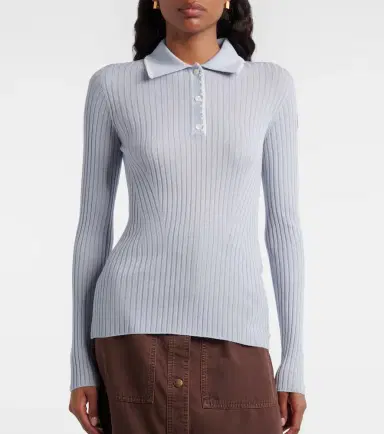 Moncler Ribbed-knit virgin wool polo sweater | Thumbnail 5