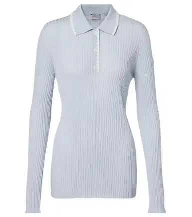 Moncler Ribbed-knit virgin wool polo sweater | Thumbnail 1