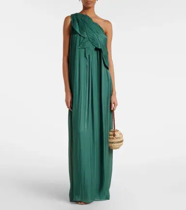 Costarellos Amabel one-shoulder pleated gown | Thumbnail 5