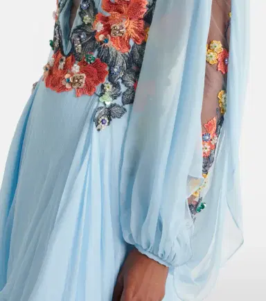 Costarellos Floral silk gown | Thumbnail 3 Costarellos Floral silk gown | Thumbnail 3