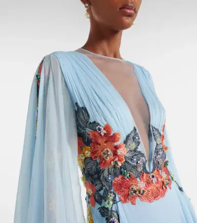 Costarellos Floral silk gown | Thumbnail 7 Costarellos Floral silk gown | Thumbnail 7