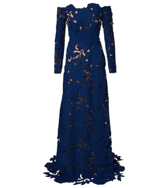 Costarellos Off-shoulder guipure lace gown