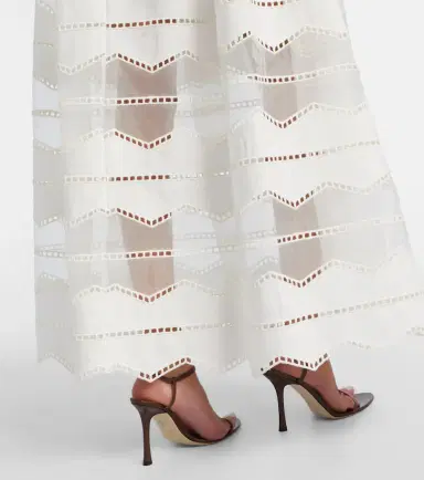 Elie Saab Belted organza-trimmed cotton maxi dress | Thumbnail 3 Elie Saab Belted organza-trimmed cotton maxi dress | Thumbnail 3