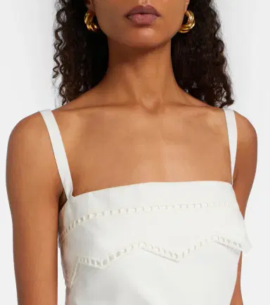 Elie Saab Belted organza-trimmed cotton maxi dress | Thumbnail 4 Elie Saab Belted organza-trimmed cotton maxi dress | Thumbnail 4