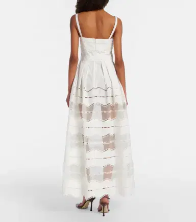 Elie Saab Belted organza-trimmed cotton maxi dress | Thumbnail 5 Elie Saab Belted organza-trimmed cotton maxi dress | Thumbnail 5