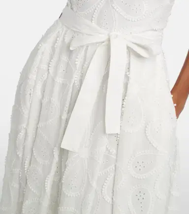 Elie Saab Embroidered belted cotton-blend midi dress | Thumbnail 2