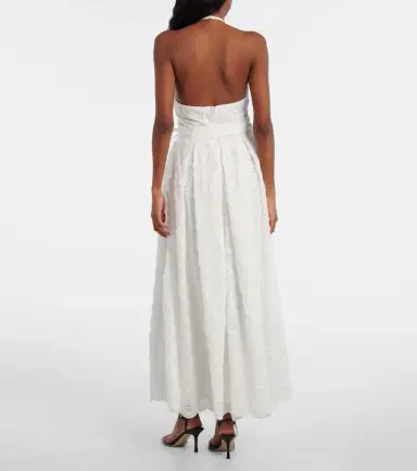 Elie Saab Embroidered belted cotton-blend midi dress | Thumbnail 4