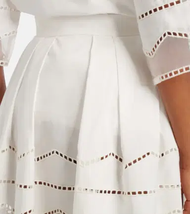 Elie Saab Organza-trimmed cotton midi skirt | Thumbnail 4