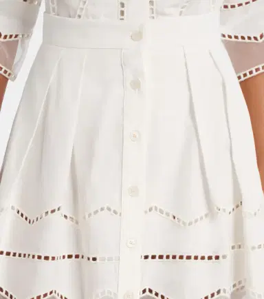 Elie Saab Organza-trimmed cotton midi skirt | Thumbnail 6
