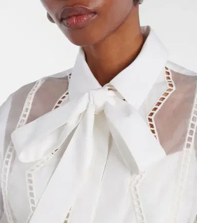 Elie Saab Tie-neck cotton and silk-blend blouse | Thumbnail 2 Elie Saab Tie-neck cotton and silk-blend blouse | Thumbnail 2