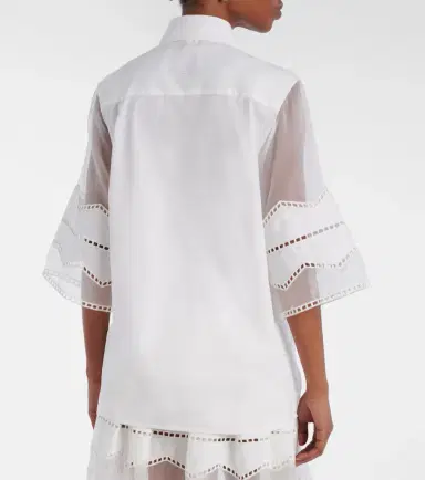 Elie Saab Tie-neck cotton and silk-blend blouse | Thumbnail 5 Elie Saab Tie-neck cotton and silk-blend blouse | Thumbnail 5