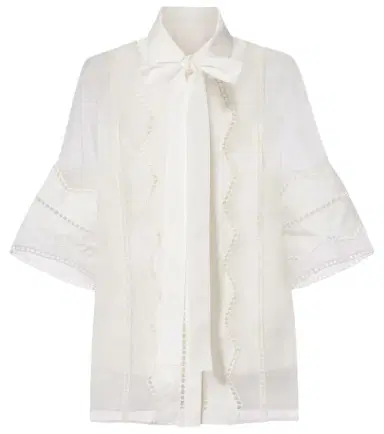Elie Saab Tie-neck cotton and silk-blend blouse | Thumbnail 1 Elie Saab Tie-neck cotton and silk-blend blouse | Thumbnail 1